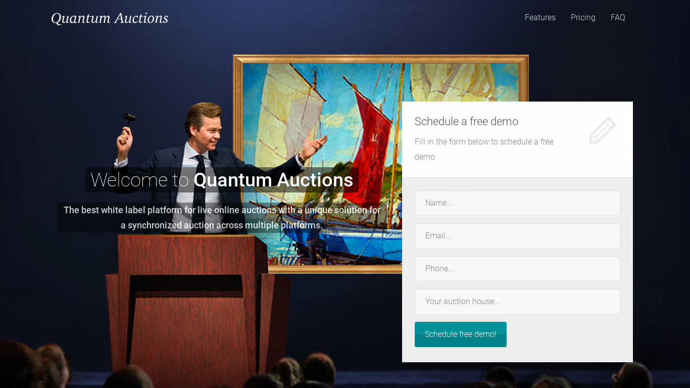 Quantum Auctions Landing page