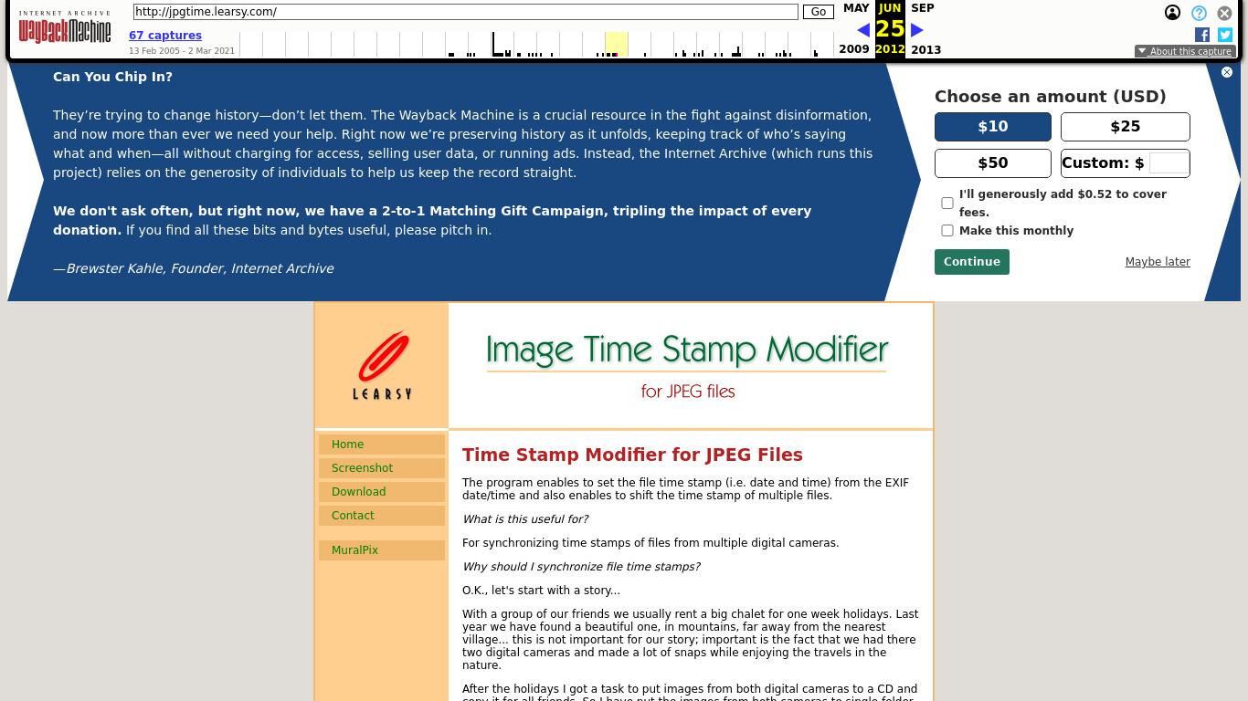 Image Time Stamp Modifier Landing page