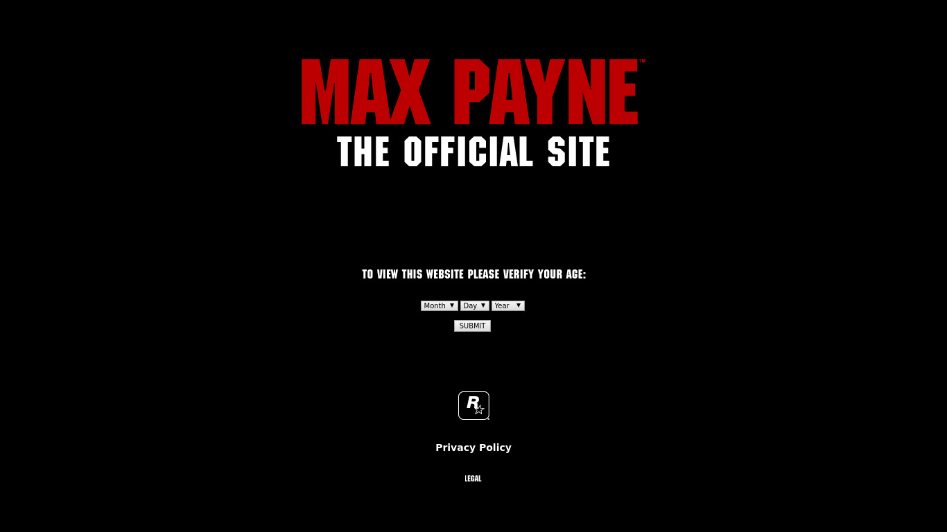 rockstargames.com Max Payne Landing page