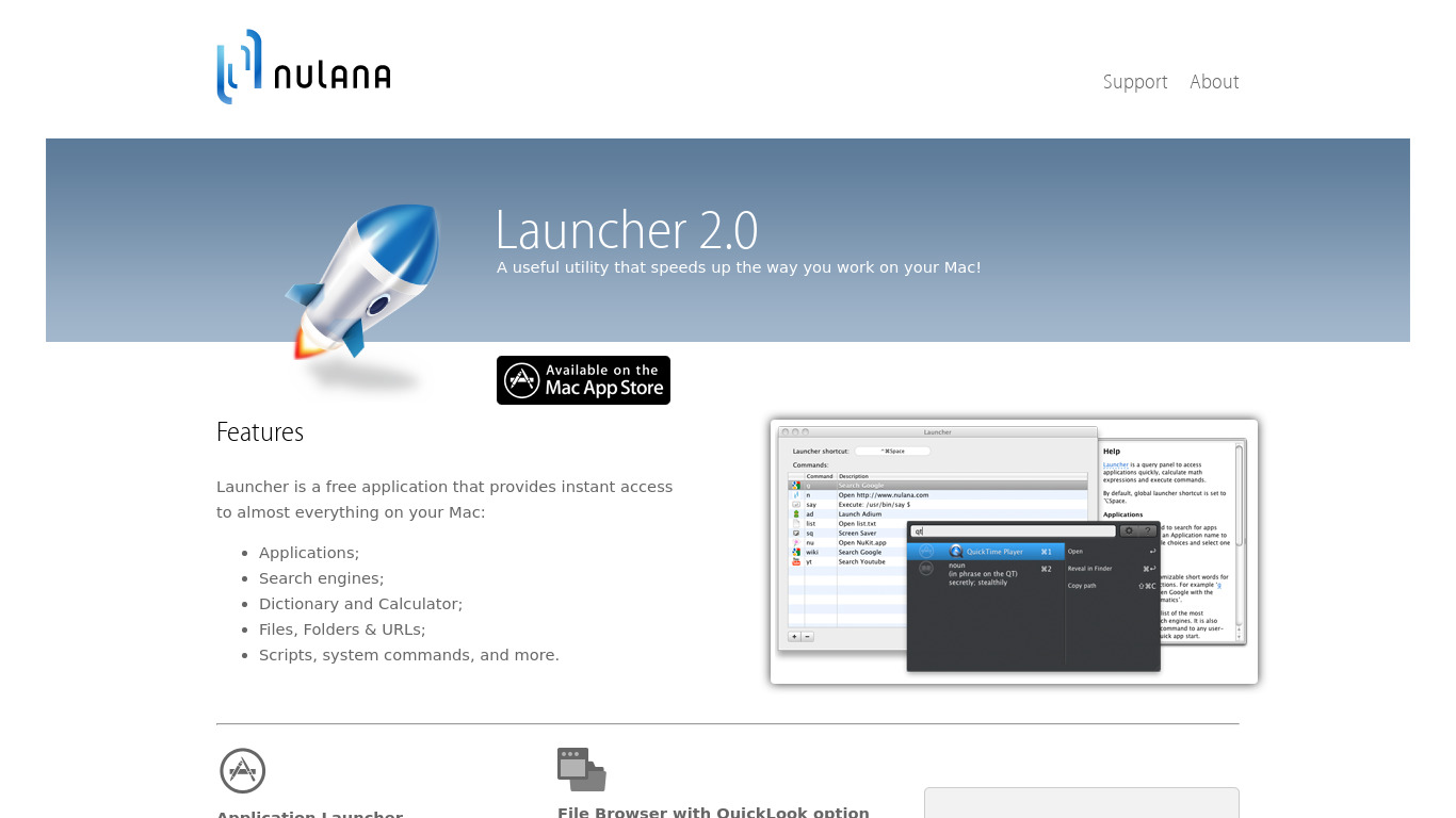 nulana.com Launcher Landing page