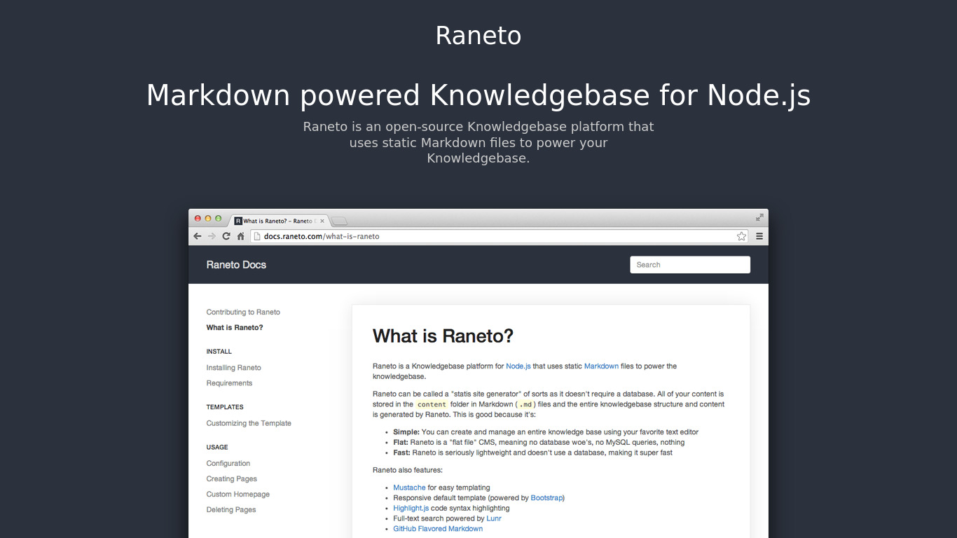 Raneto Landing page