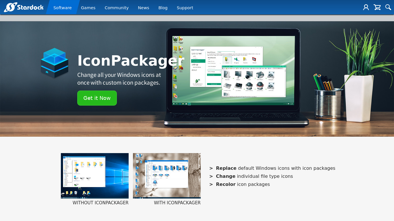 IconPackager Landing page