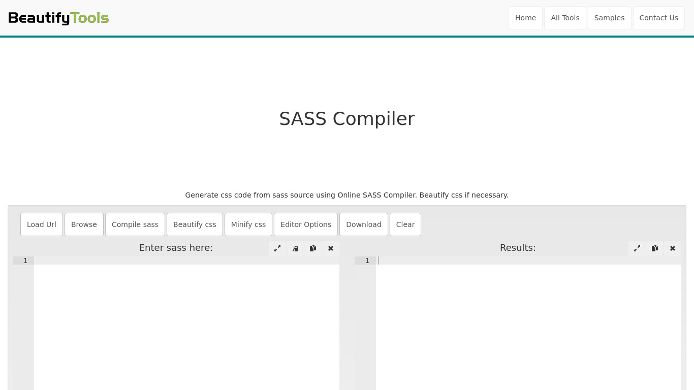 SASS Compiler Landing page