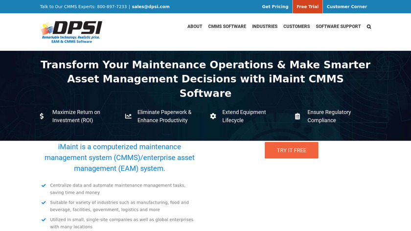 iMaint EAM Landing Page