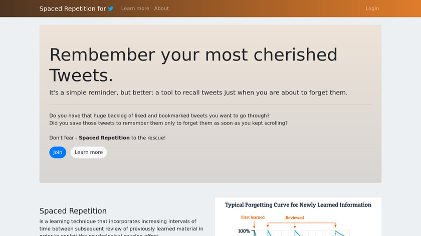 Spaced Repetition for Twitter Landing Page