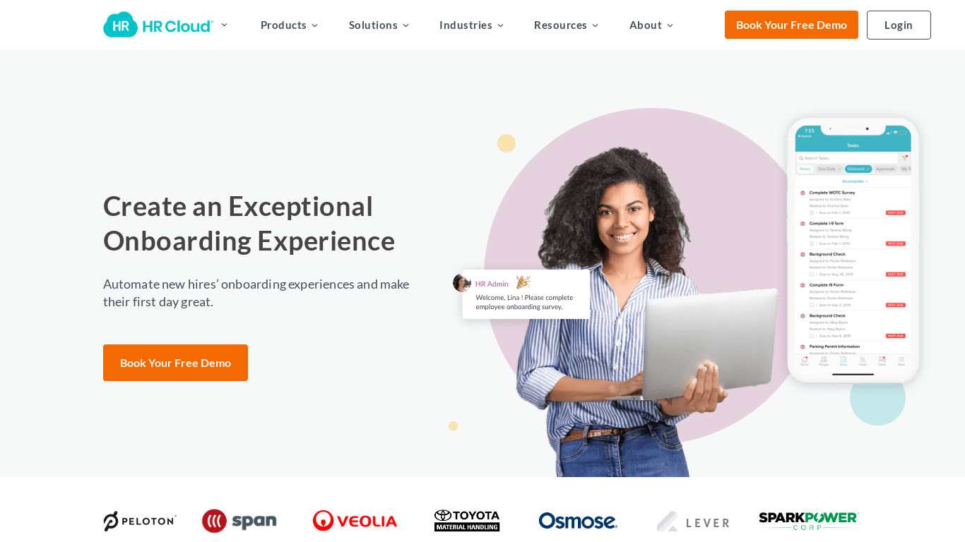 HR Cloud Onboard Landing page