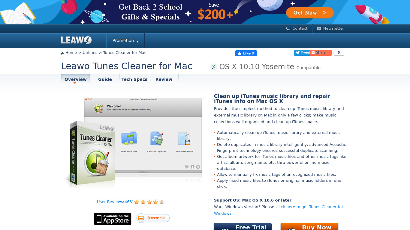 Leawo Tunes Cleaner Landing page