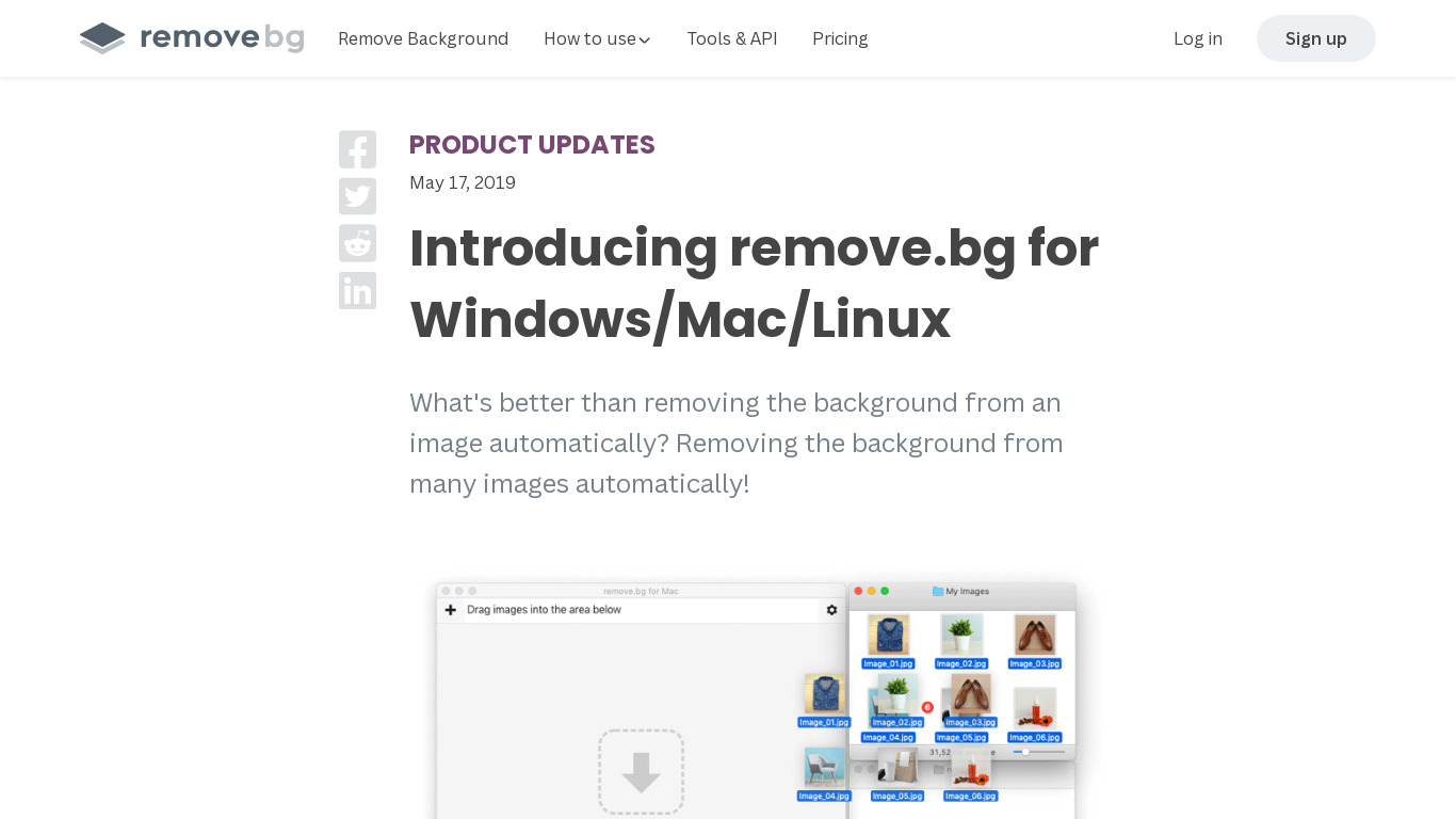 remove.bg for Desktop Landing page