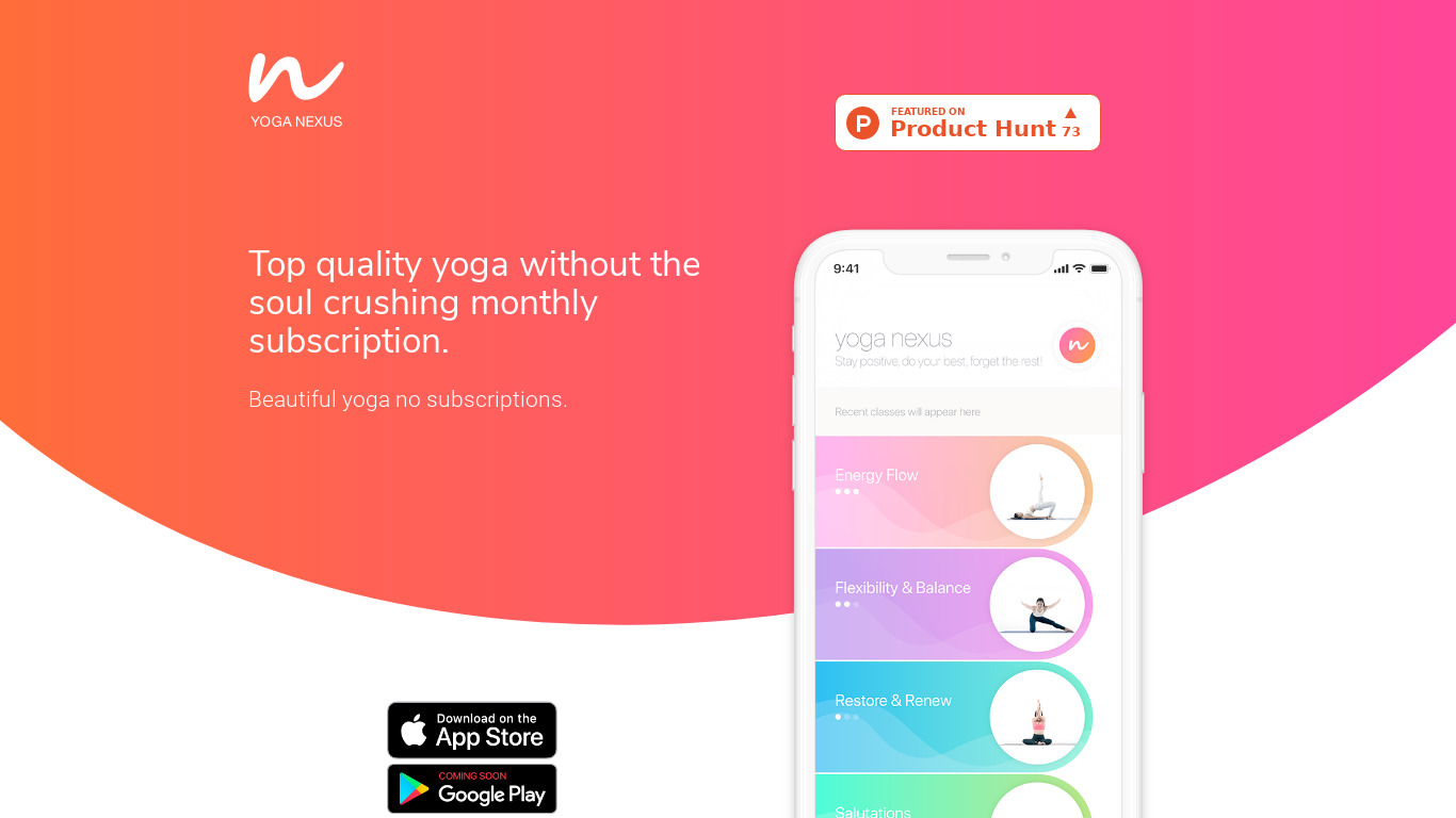 Yoga Nexus Landing page