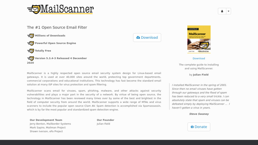 MailScanner Landing Page
