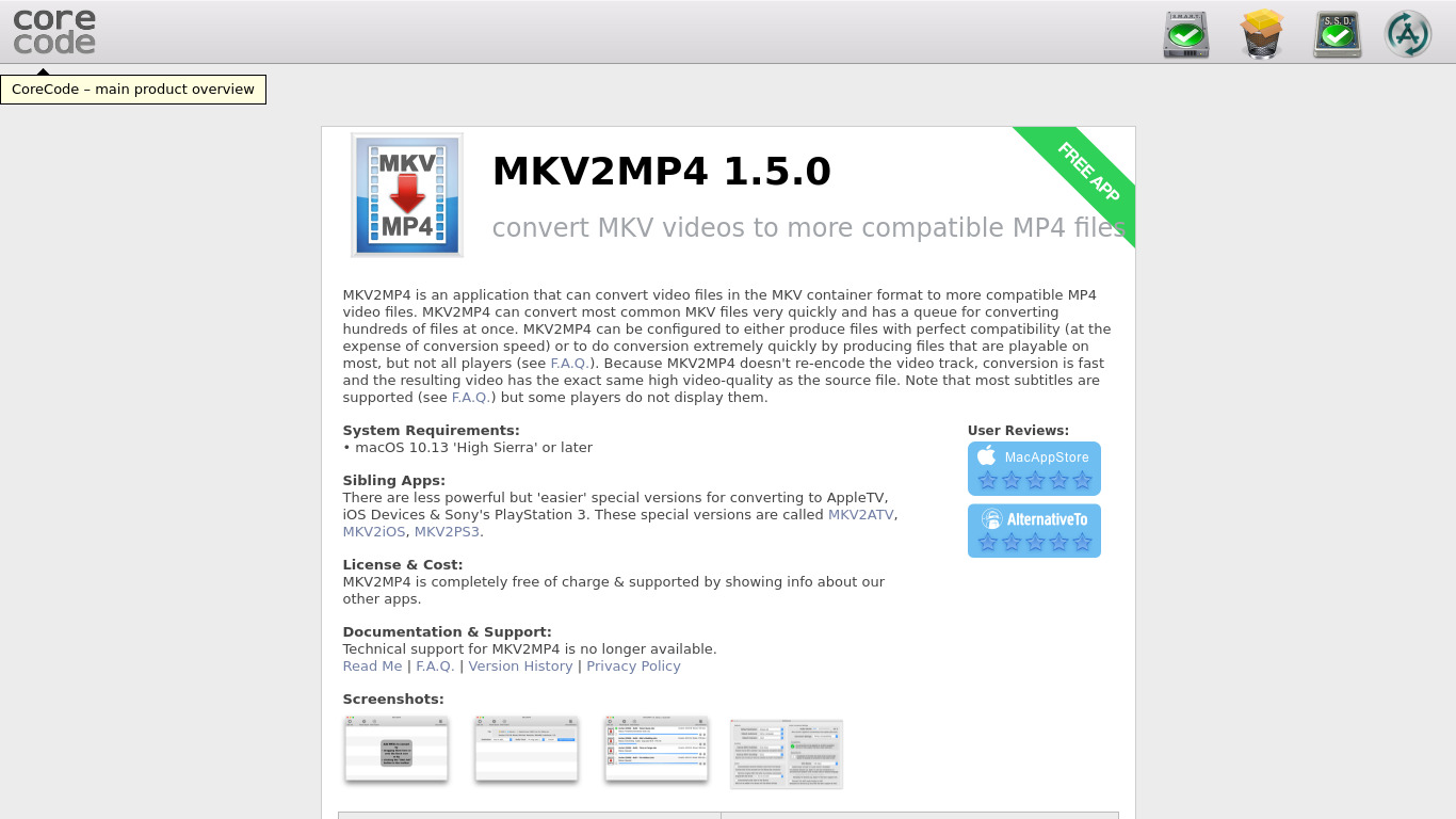 MKV2MP4 Landing page