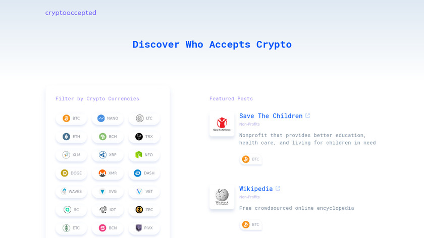 Crypto Accepted Landing Page