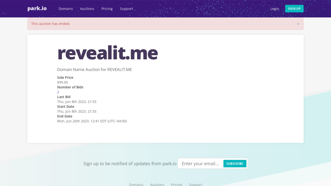 Revealit.me Landing page