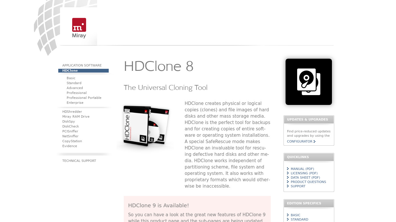 HDClone Free Edition Landing page