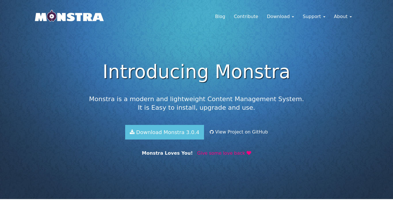 Monstra CMS Landing page