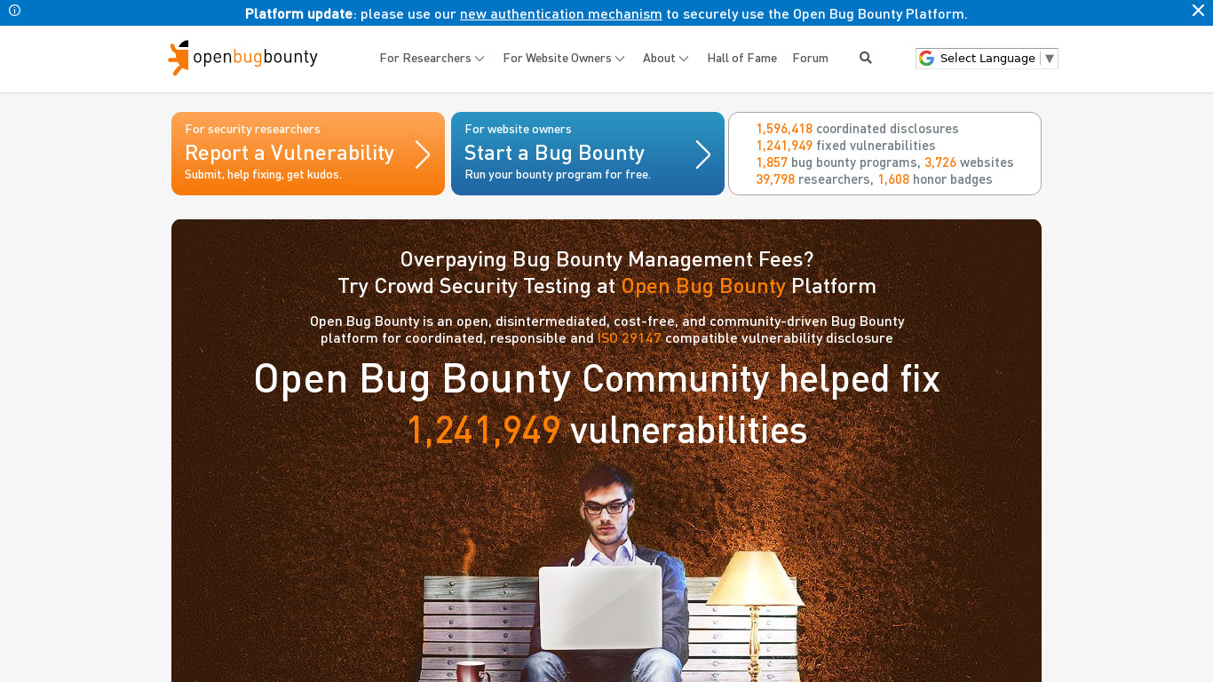 Open Bug Bounty Landing page