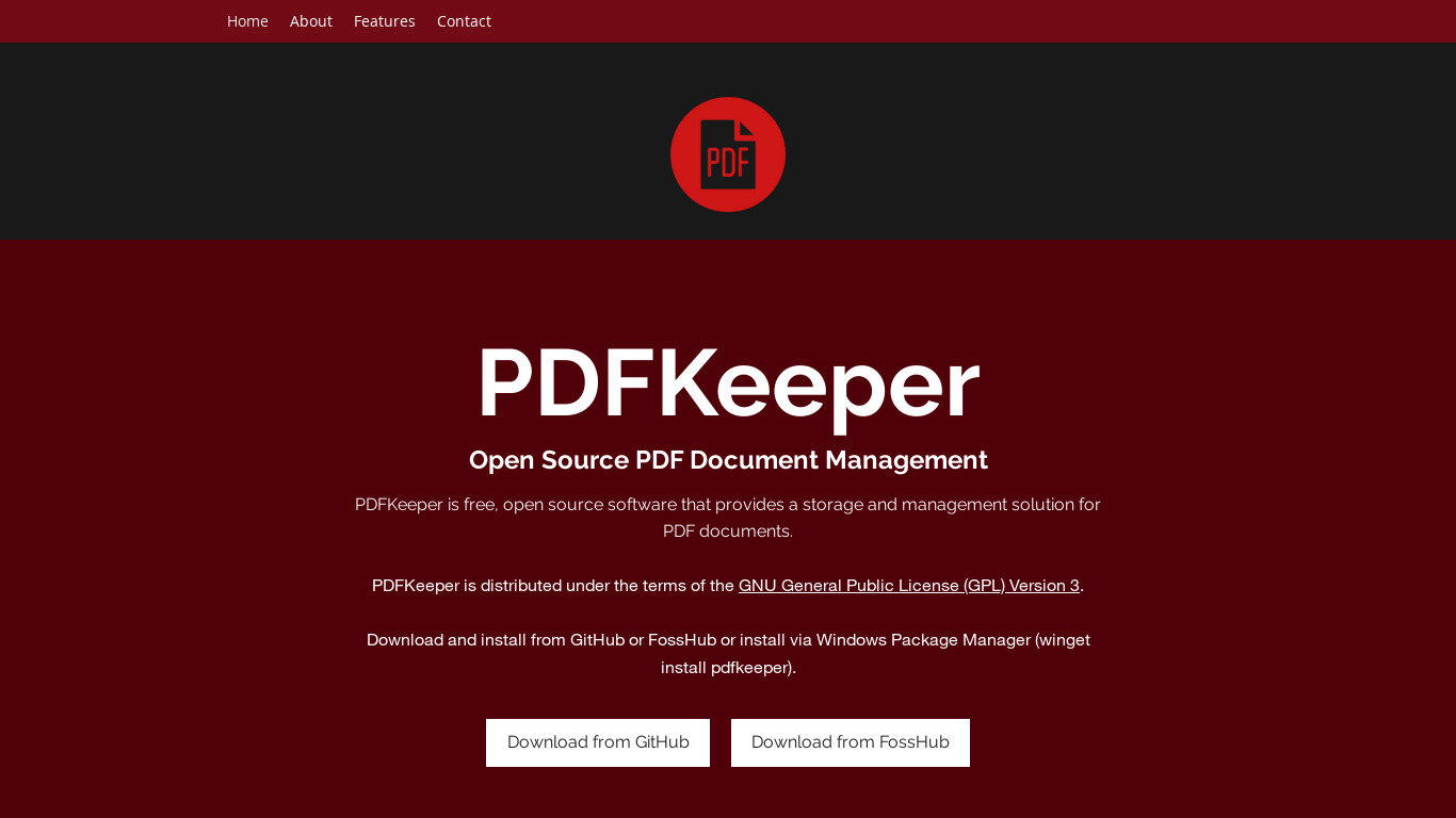 PDFKeeper Landing page