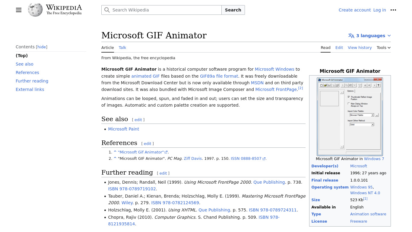 Microsoft GIF Animator Landing page
