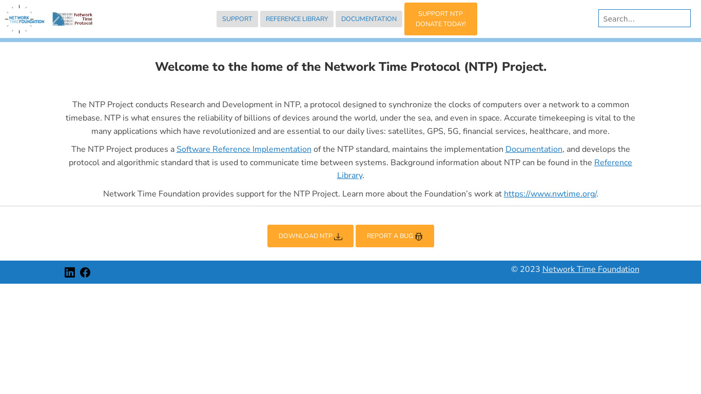 Network Time Protocol daemon Landing page