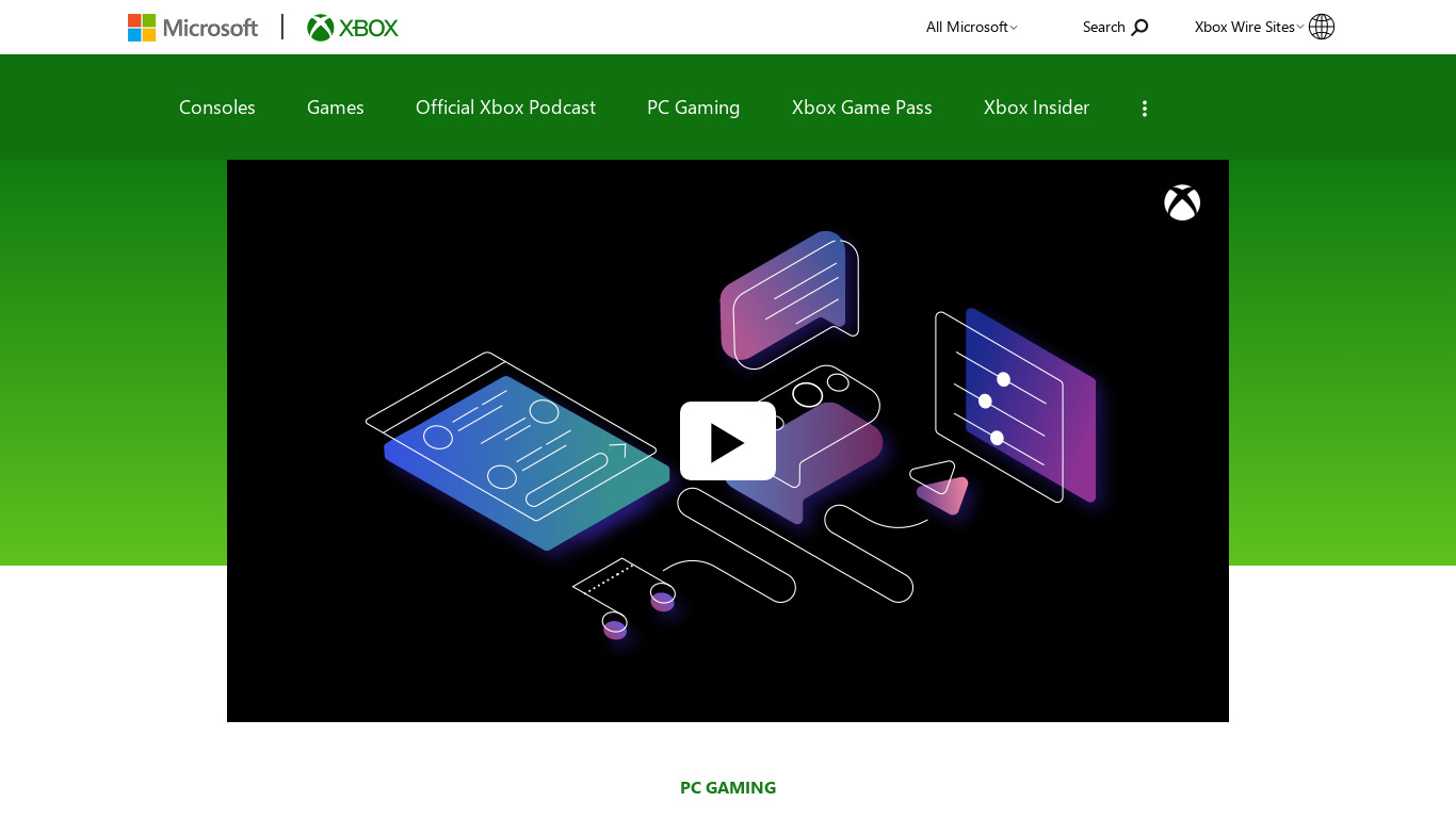 Xbox Game Bar Landing page