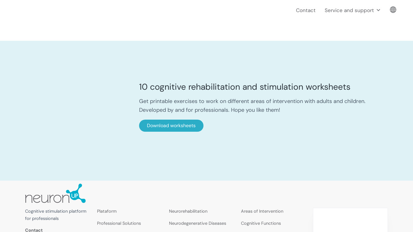 NeuronUP Landing page