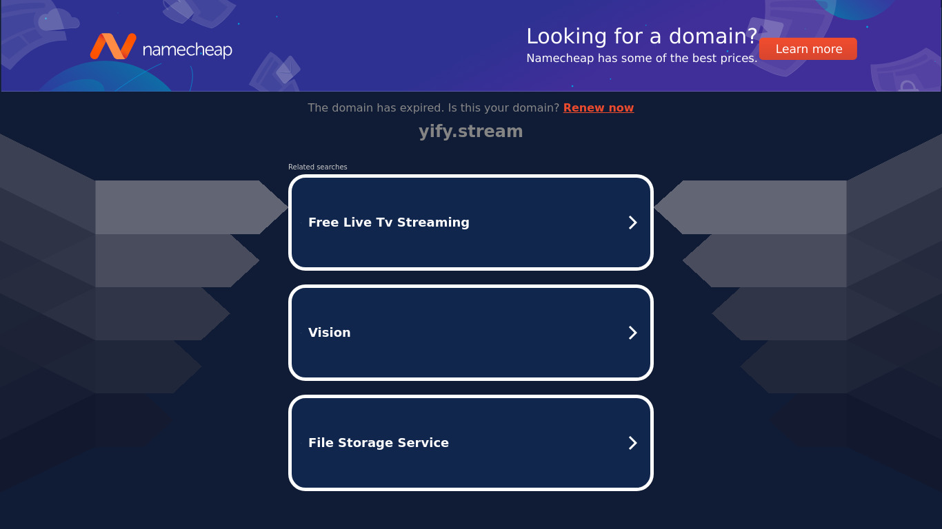 Yify Stream Landing page