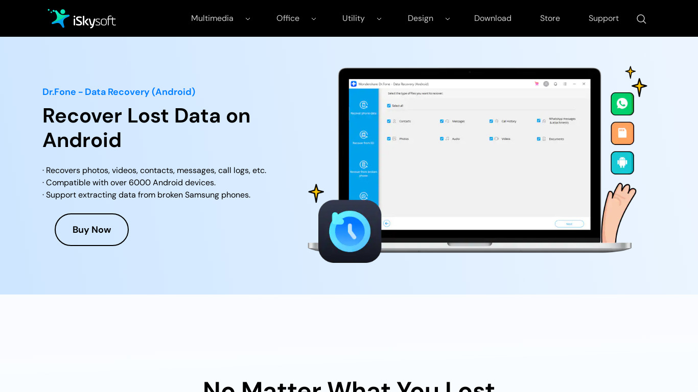 iSkysoft Android Data Recovery Landing page