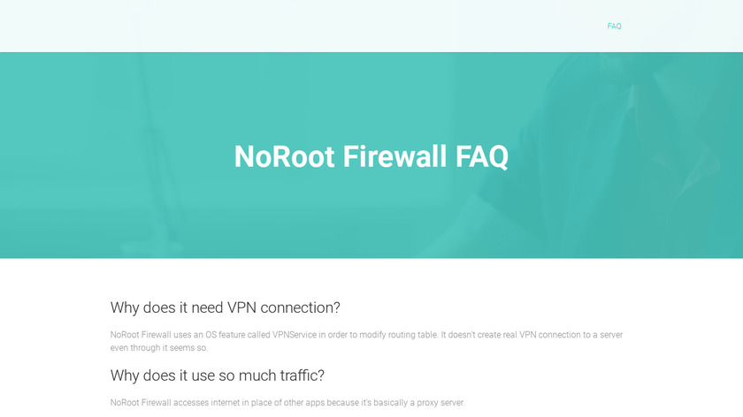 NoRoot Firewall Landing Page