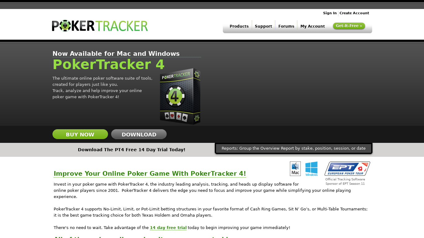 Pokertracker Landing page