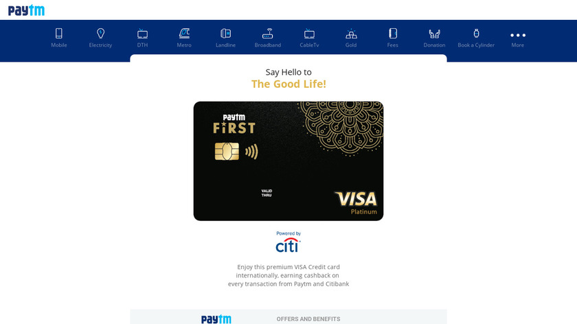 Paytm First Credit Card Landing Page