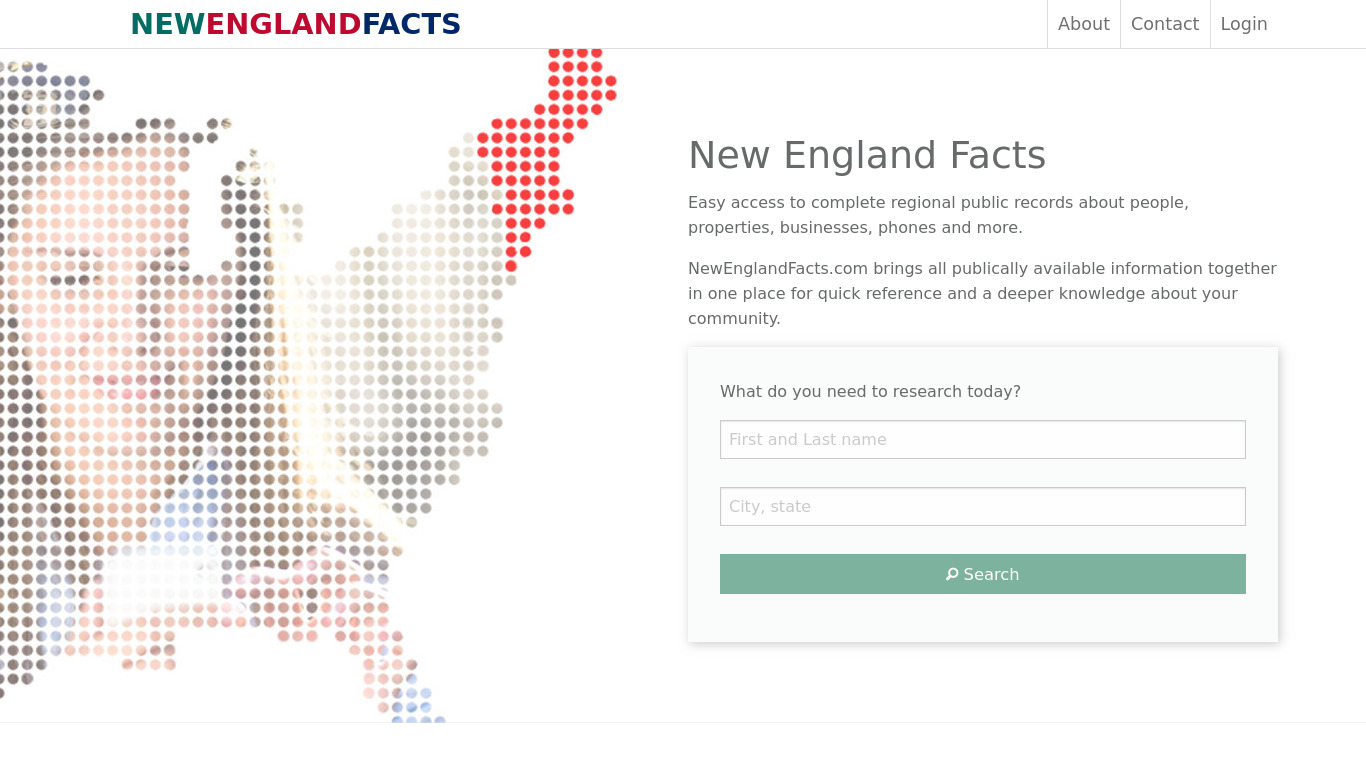 New England Facts Landing page