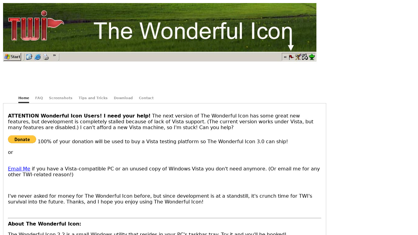 The Wonderful Icon Landing page