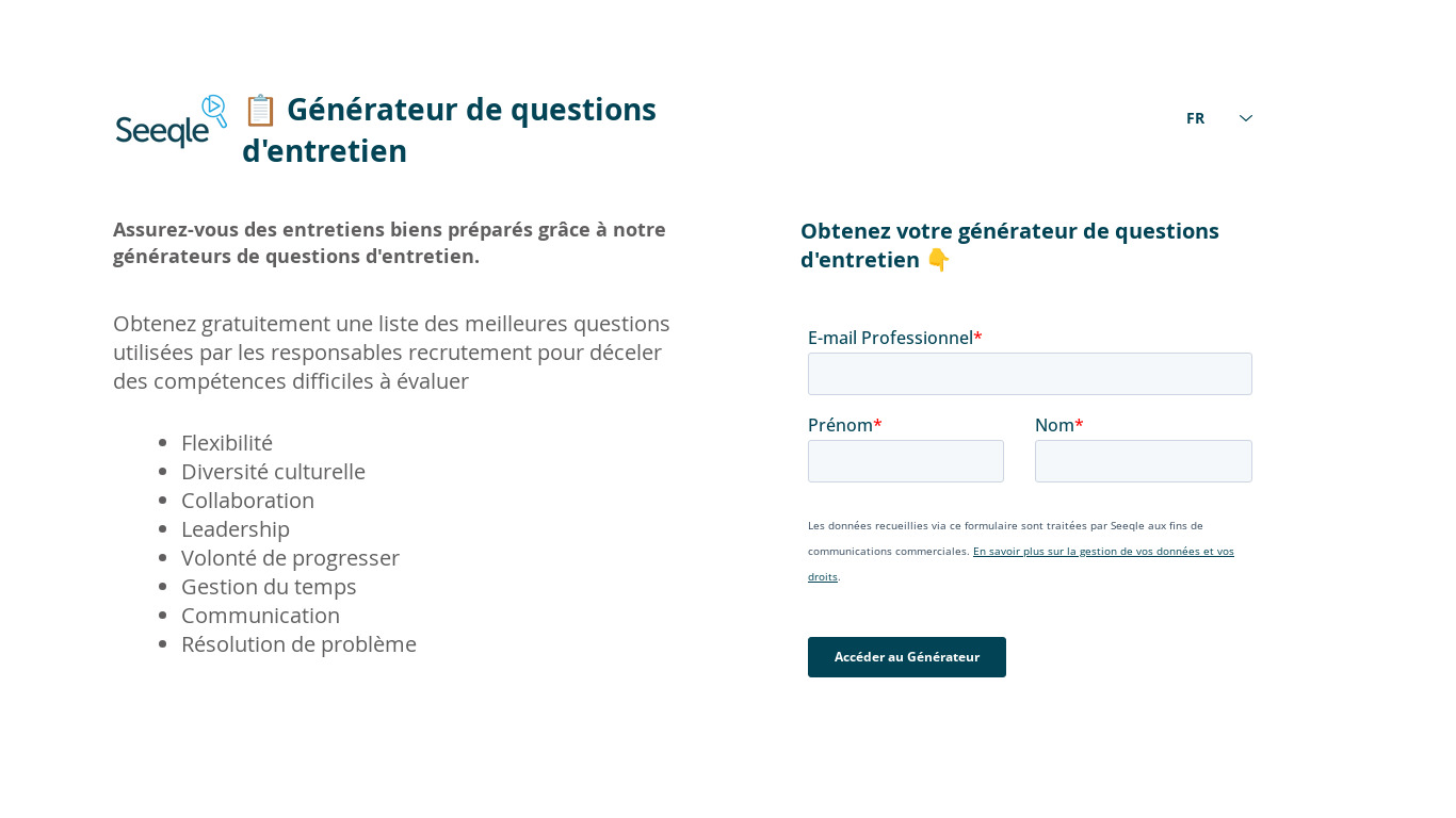 Interview Quesion Generator Landing page