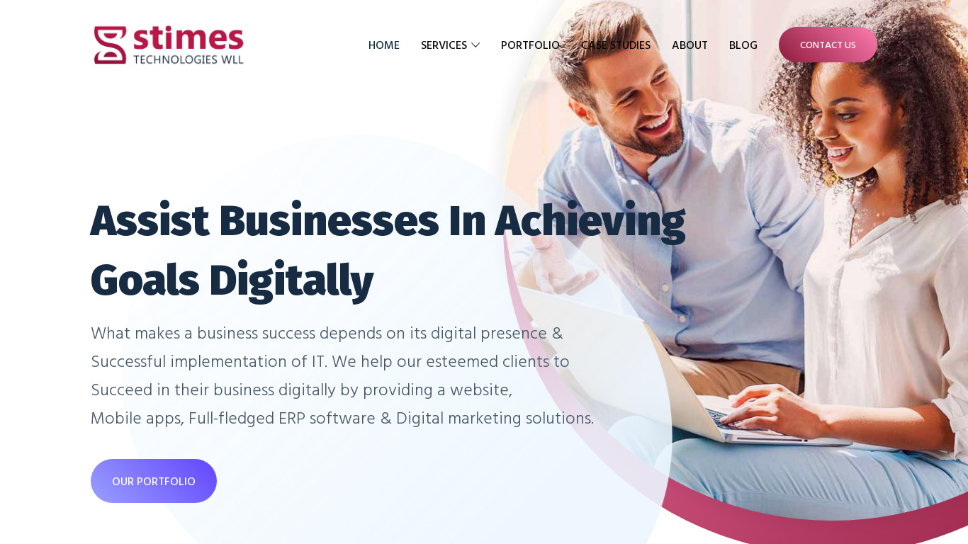 Stimes ERP software Landing page