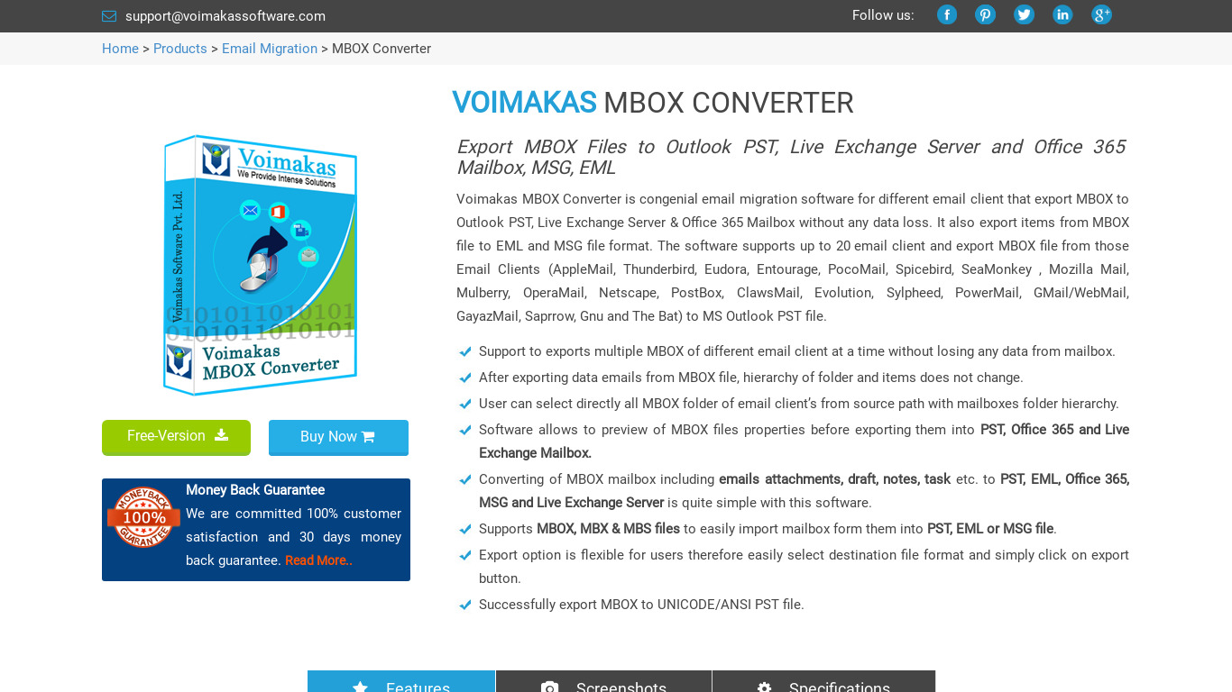 Voimakas MBOX Converter Landing page