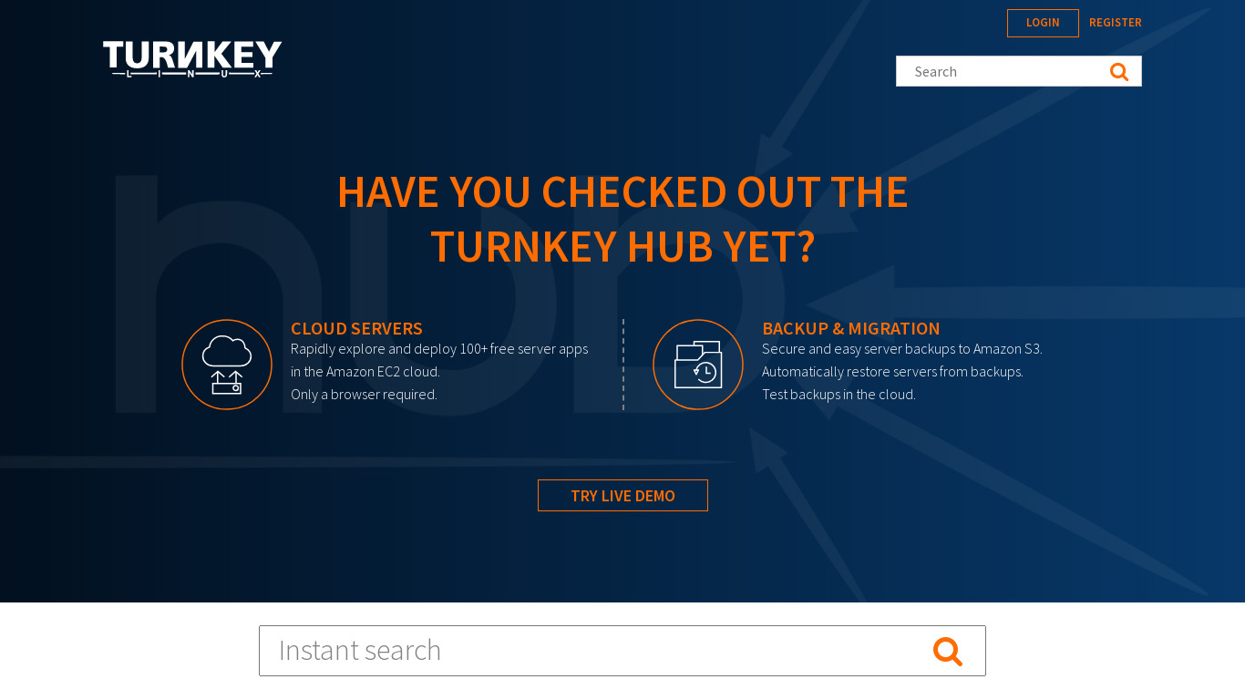 Turnkey Linux Landing page
