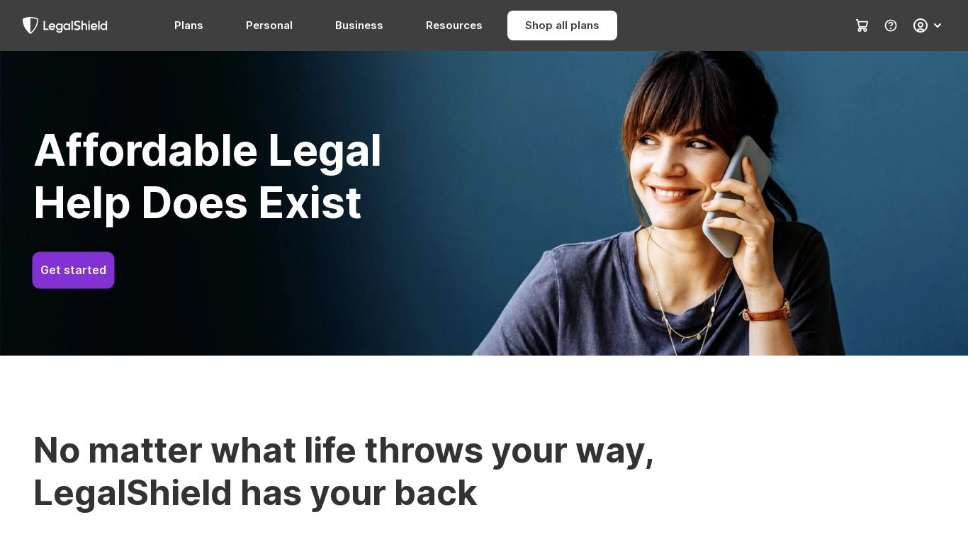 Shake by LegalShield Landing page