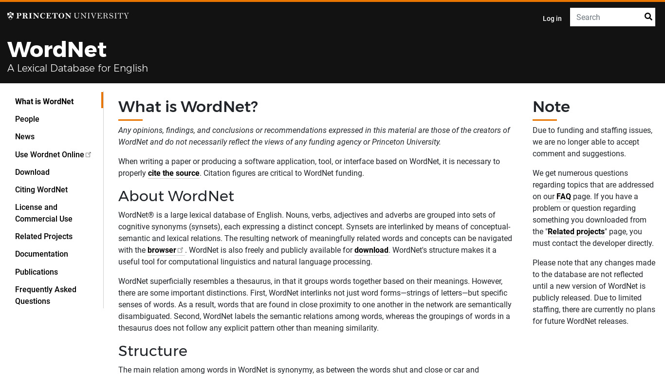 WordNet Landing page