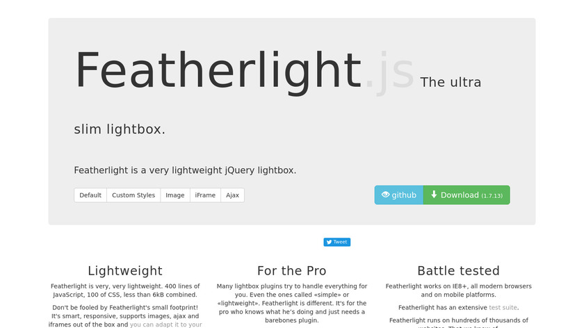 Featherlight.js Landing Page