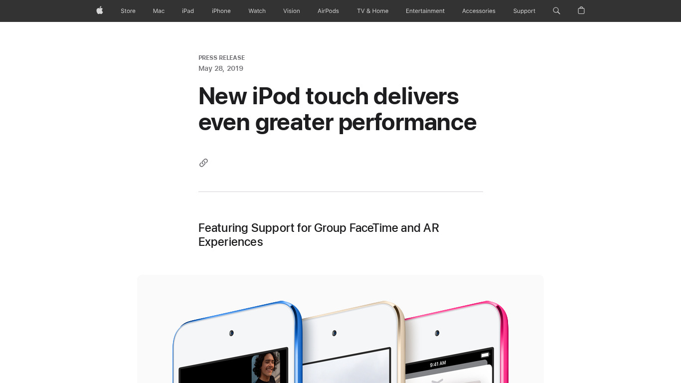 The New iPod Touch Landing page