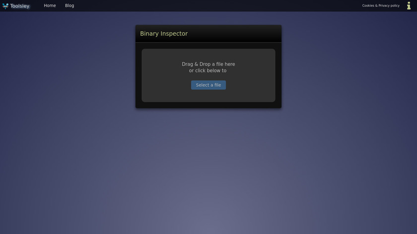 Toolsley Binary Inspector Landing Page