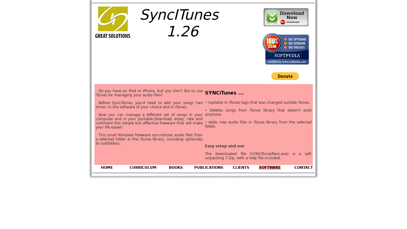 SYNCiTunes Landing page