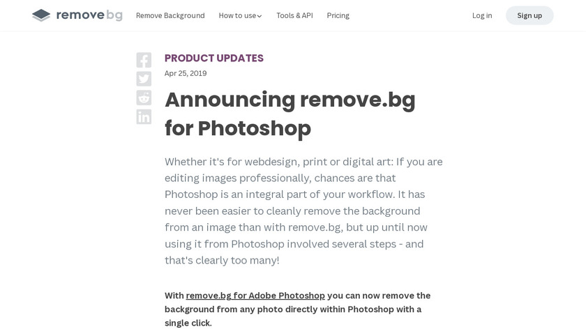 remove.bg for Photoshop Landing Page
