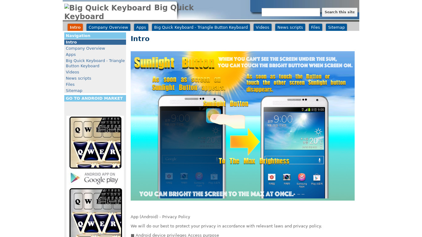 Big Quick Keyboard Landing page