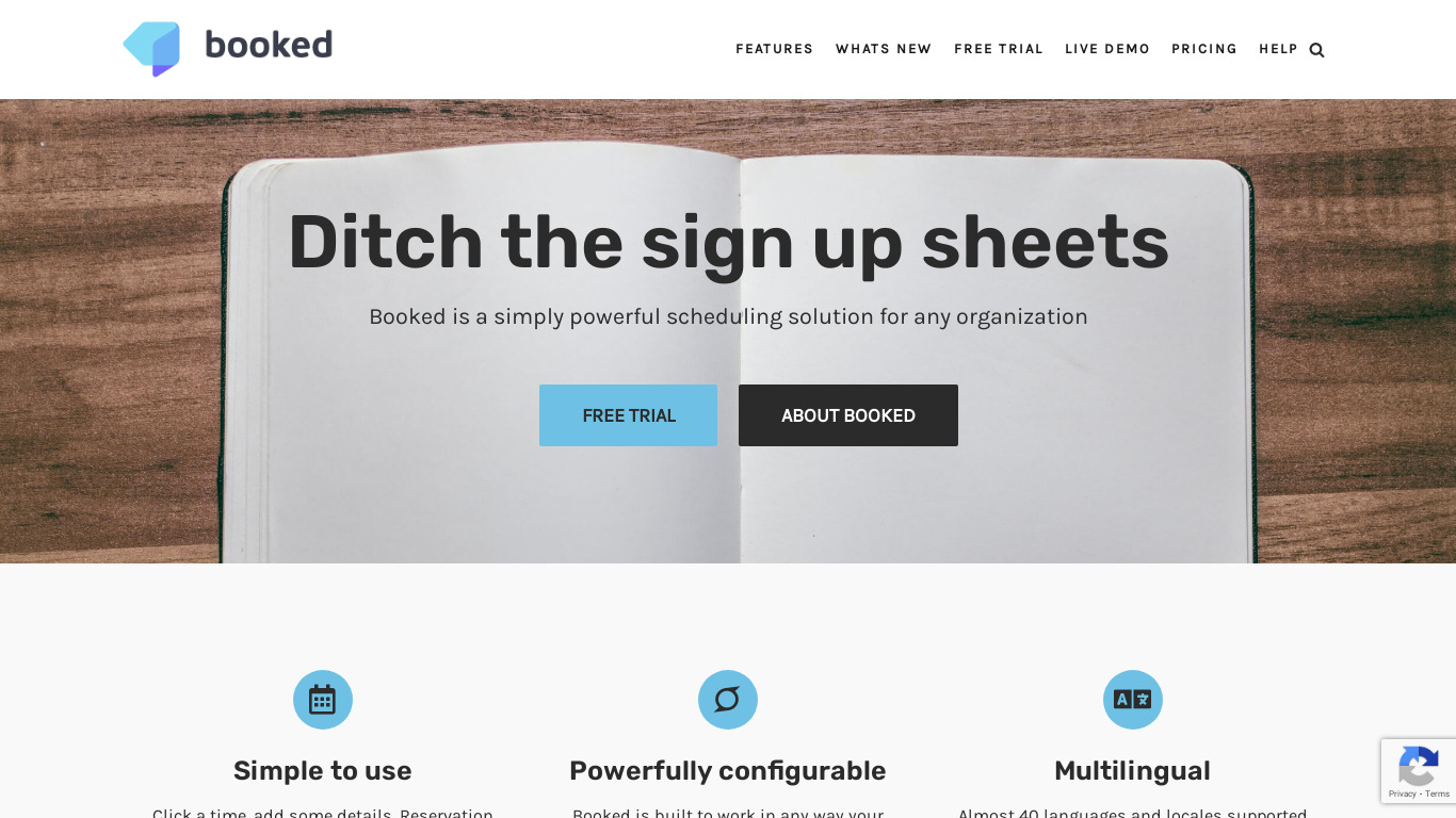 Booked Scheduler Landing page