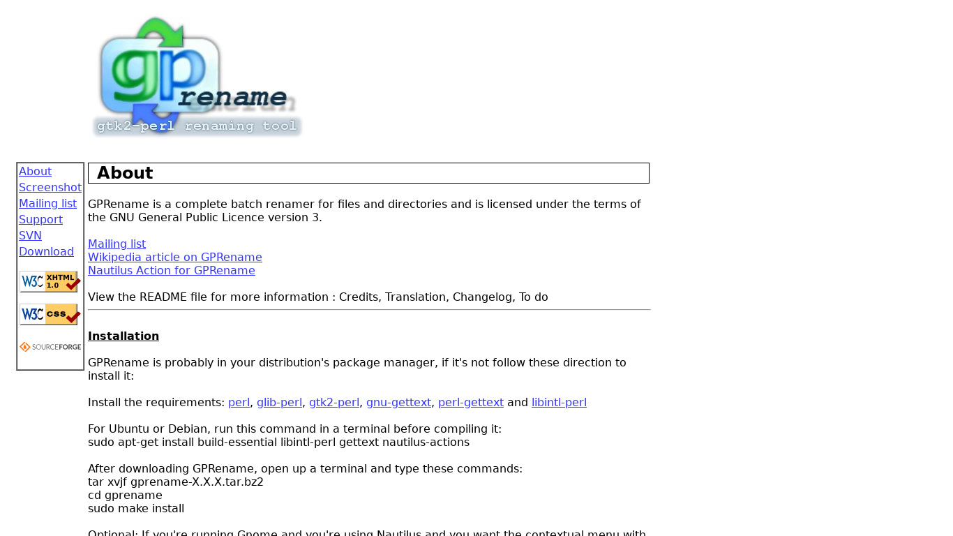 GPRename Landing page