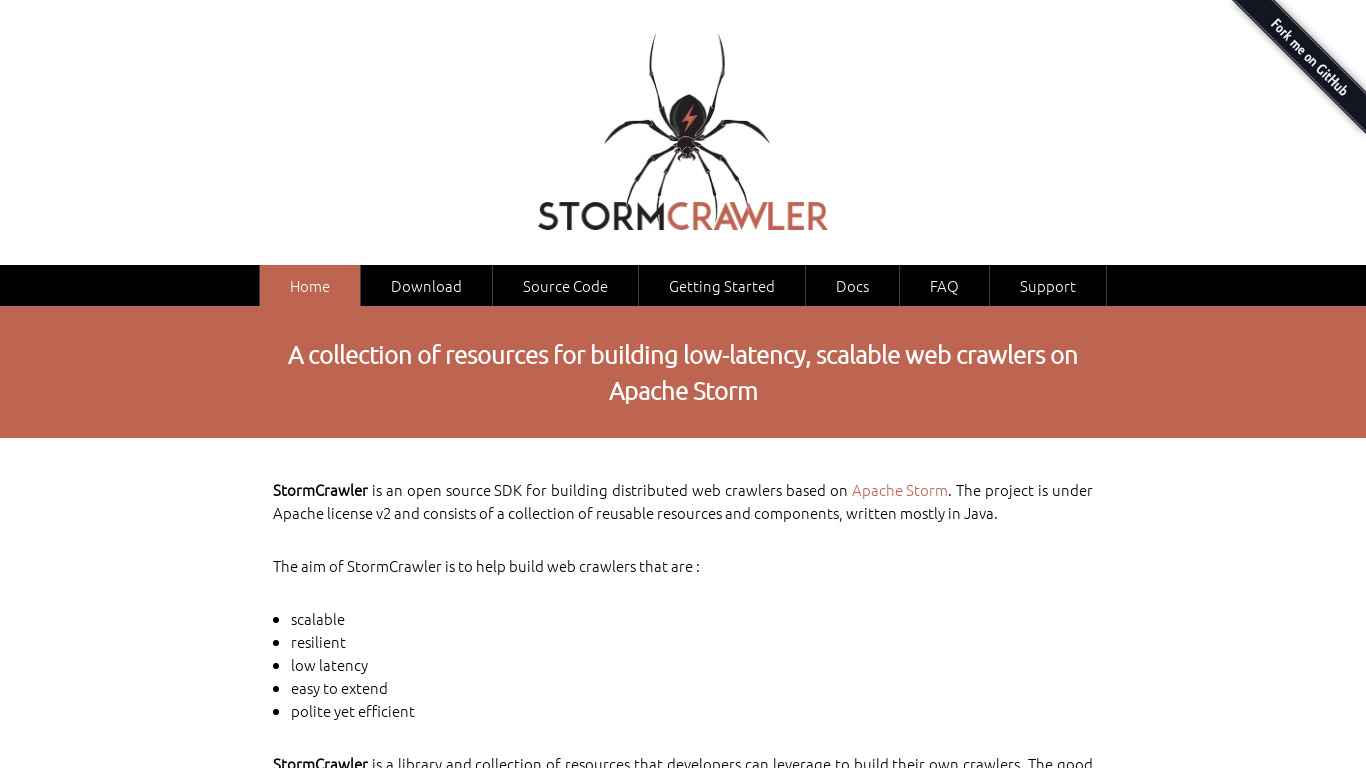 StormCrawler Landing page