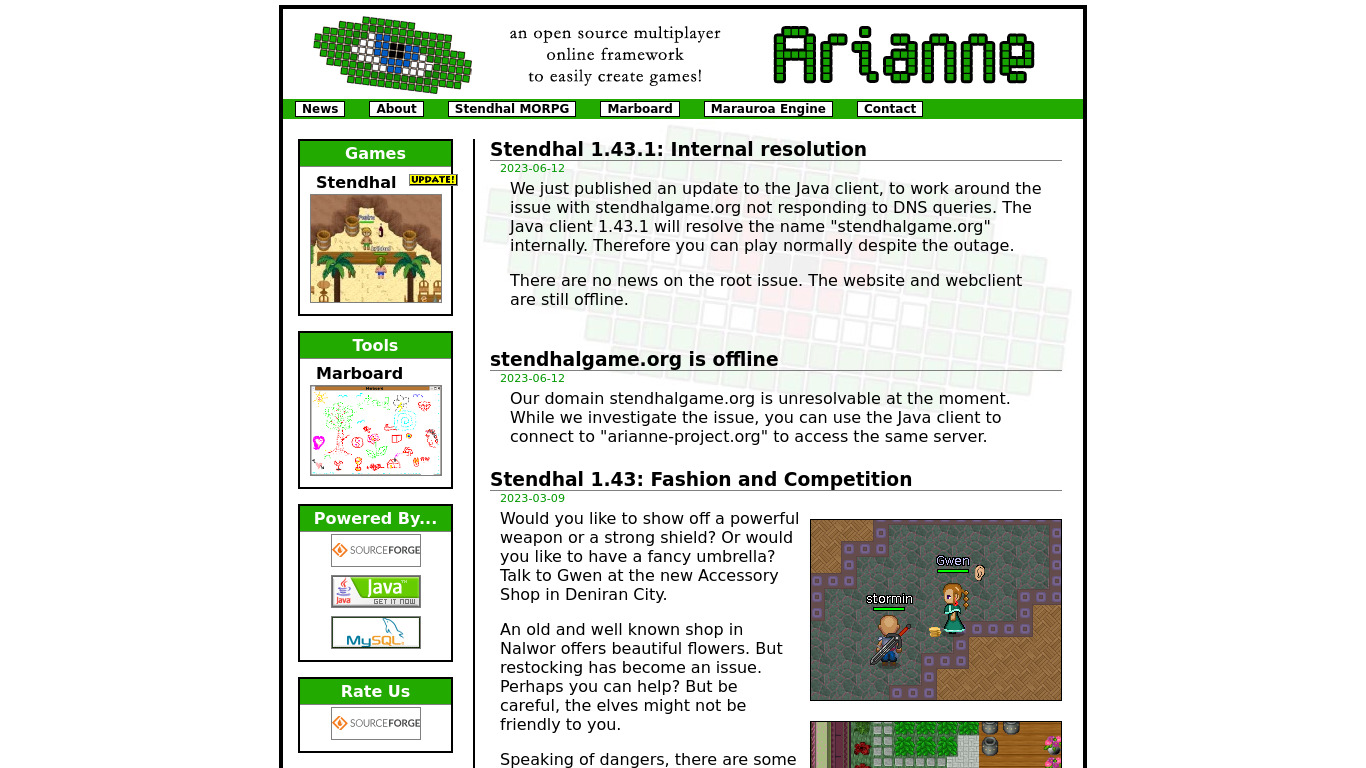 Arianne Landing page