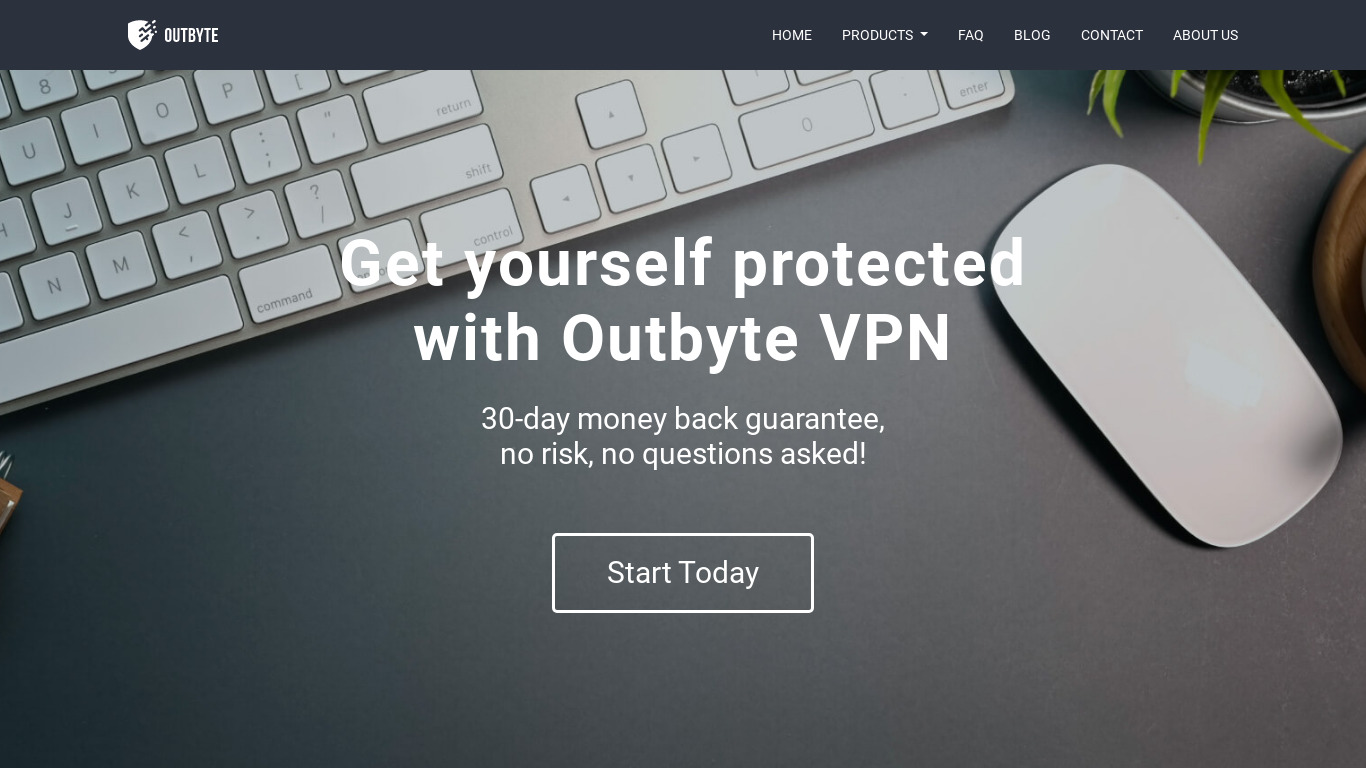 Outbyte VPN Landing page
