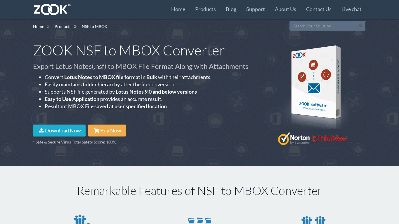 ZOOK NSF to MBOX Converter Landing page